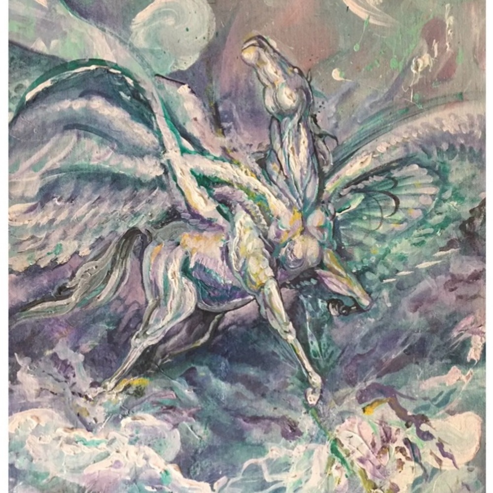 Vintage Painting - Winged Horse